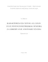 Karakterizacija novog all-solid-state potenciometrijskog senzora za određivanje anionskih tenzida