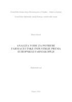 Analiza vode za potrebe farmaceutske industrije prema europskoj farmakopeji